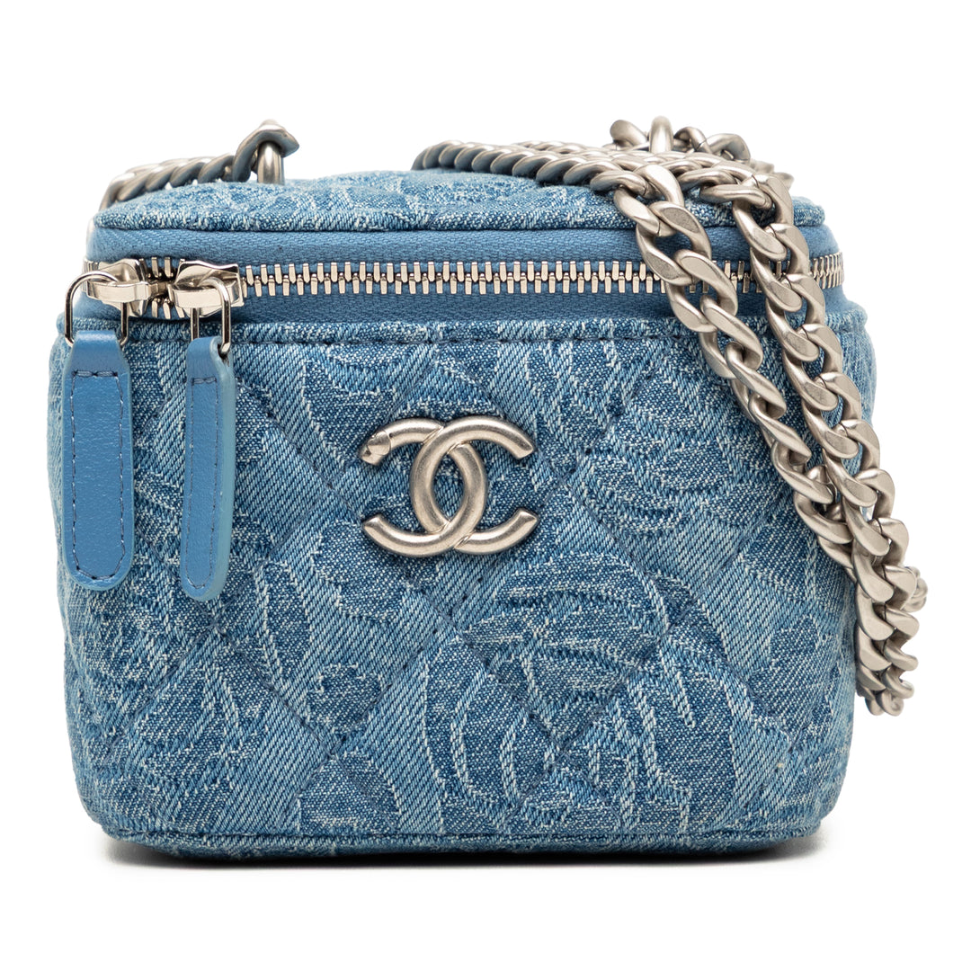 Chanel Mini Matelassé Jean Camellia Sweetheart Vanity avec chaîne