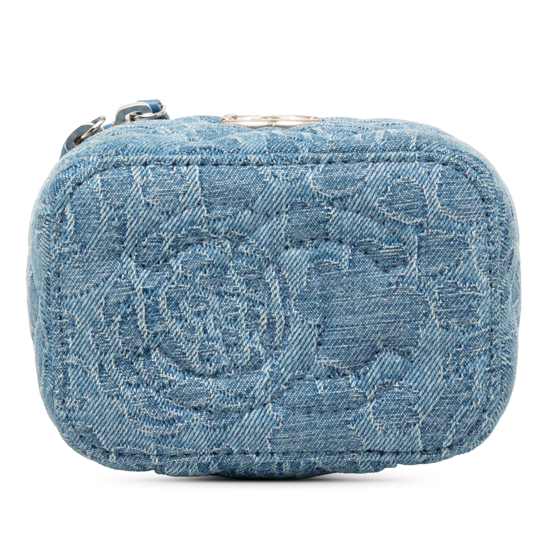 Chanel Mini Matelassé Jean Camellia Sweetheart Vanity avec chaîne