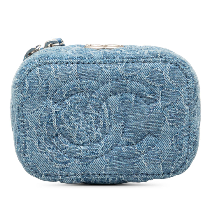 Chanel Mini Matelassé Jean Camellia Sweetheart Vanity avec chaîne