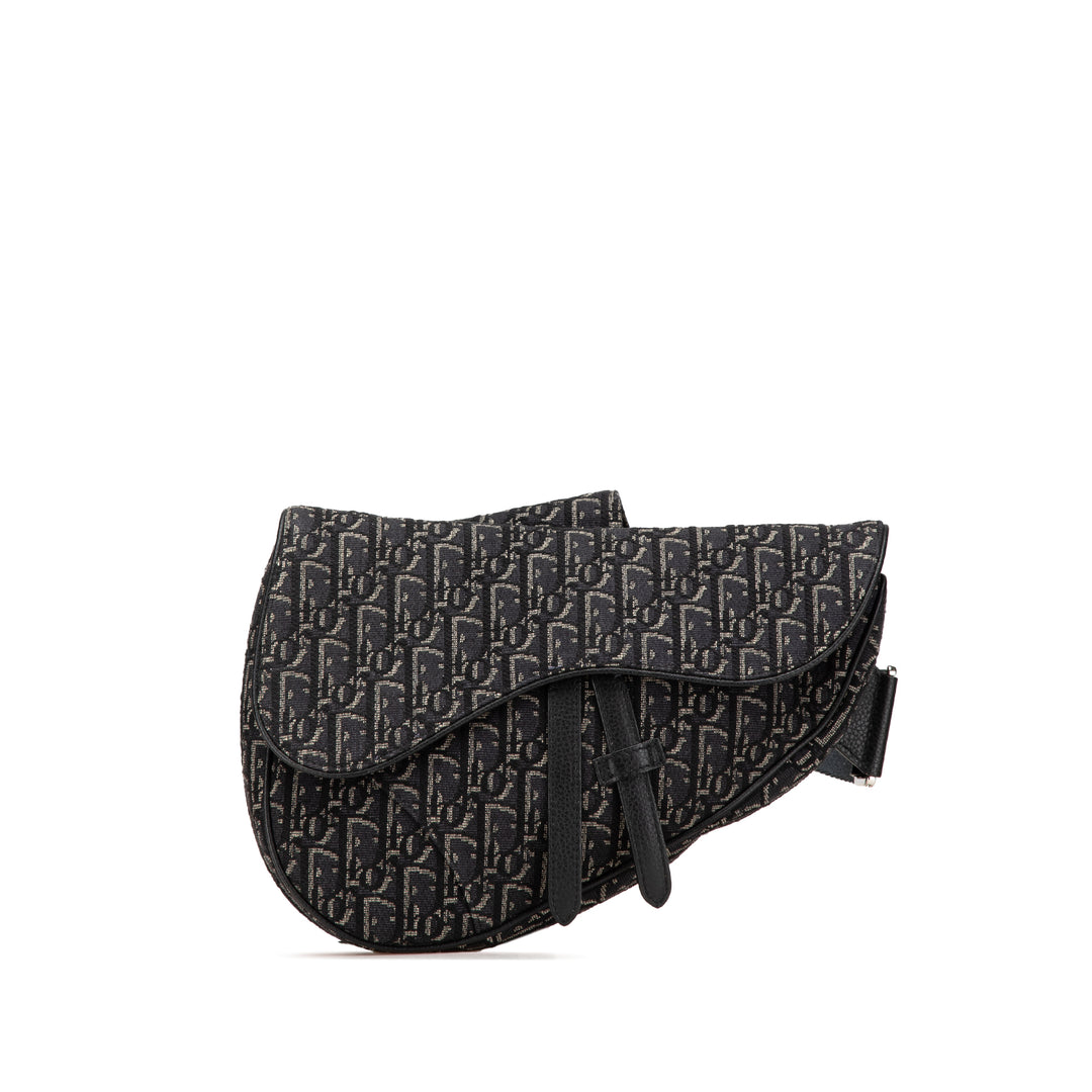 Oblique Canvas Saddle Crossbody Black - Gaby Paris