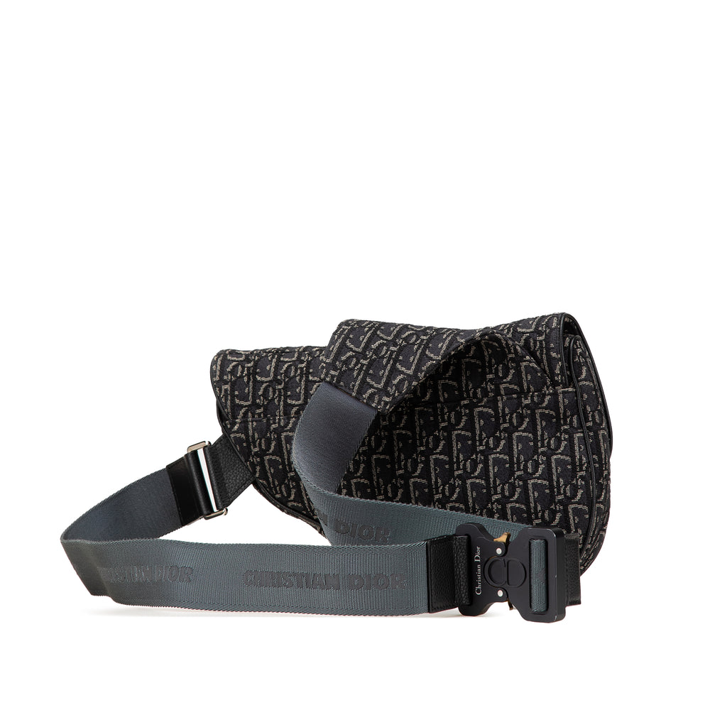 Oblique Canvas Saddle Crossbody Black - Gaby Paris