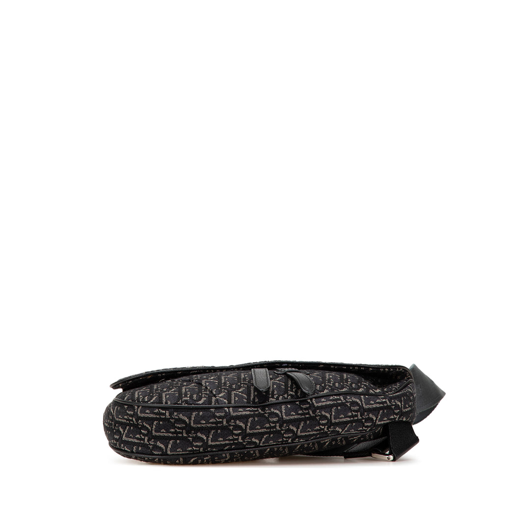 Oblique Canvas Saddle Crossbody Black - Gaby Paris