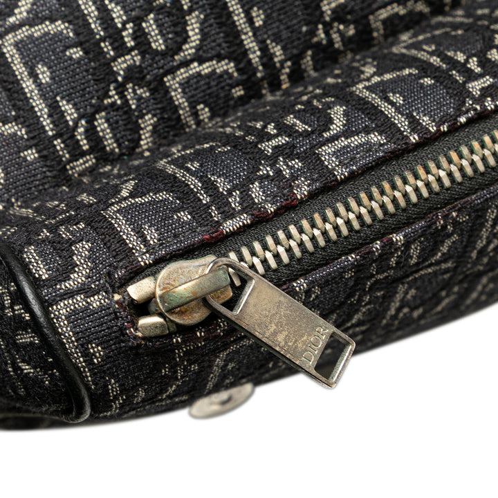 Oblique Canvas Saddle Crossbody Black - Gaby Paris