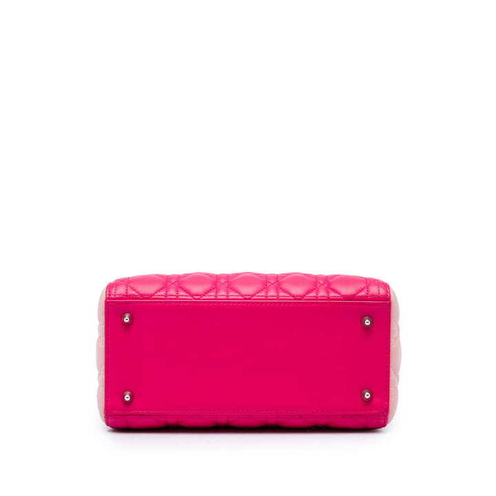 Dior Sac à main Lady Dior Tricolore Cannage Moyen Cuir d'agneau Rose – vue 3 – GABY PARIS