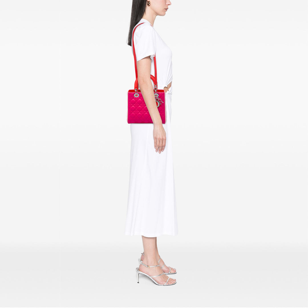 Dior Sac à main Lady Dior Tricolore Cannage Moyen Cuir d'agneau Rose – vue 5 – GABY PARIS
