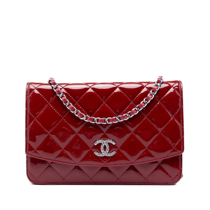 Chanel CC Matelassé Cuir verni Brilliant Wallet on Chain