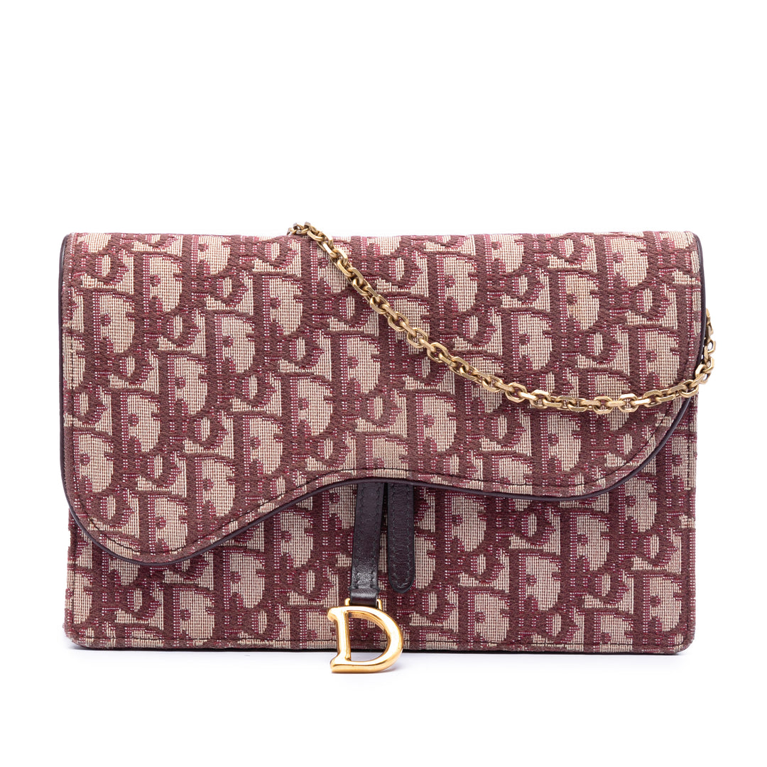 Dior Oblique Toile Saddle Wallet on Chain