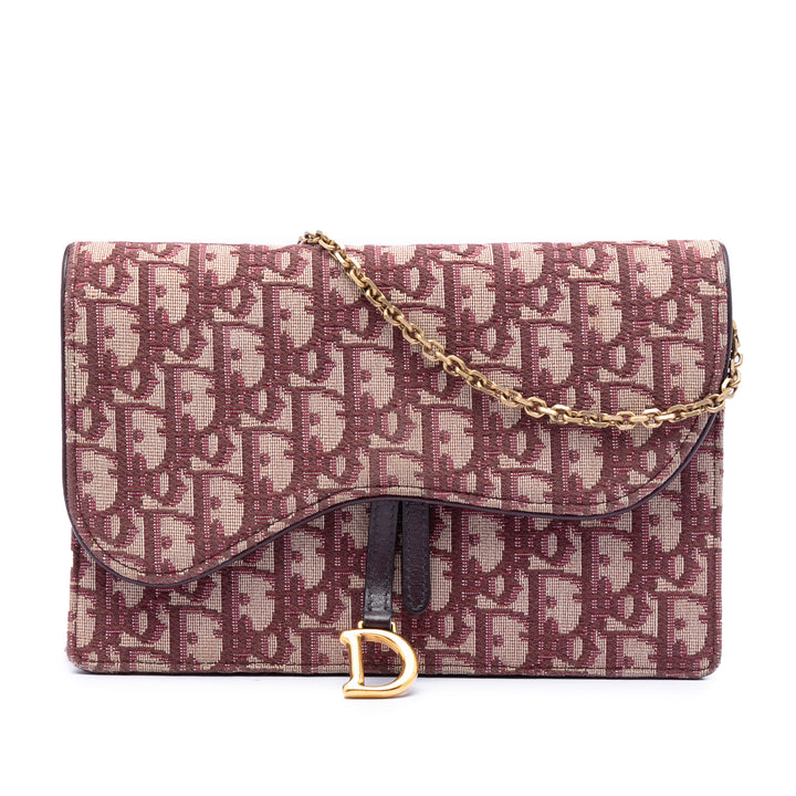 Dior Oblique Toile Saddle Wallet on Chain