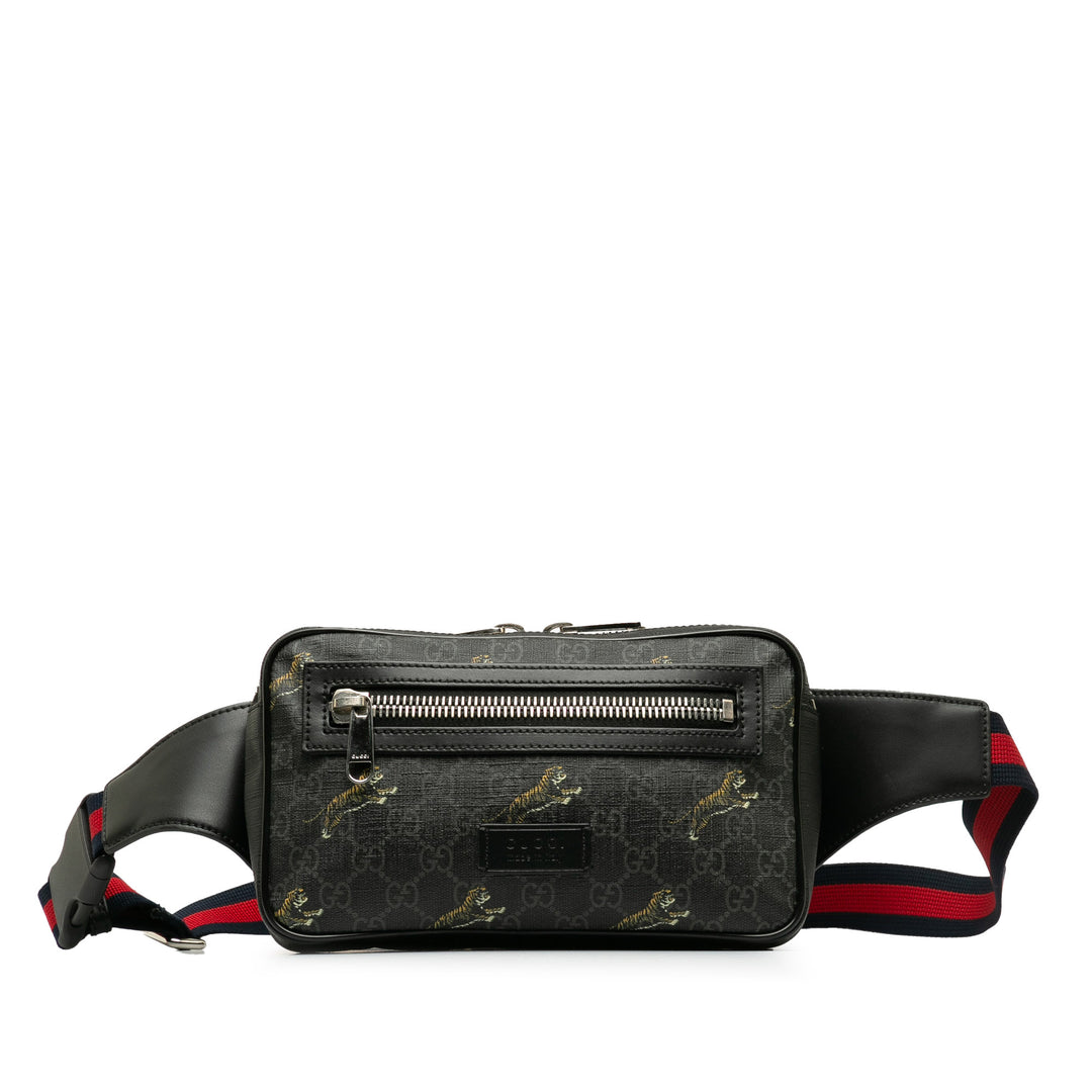 GG Supreme Web Tiger Belt Bag Black - Gaby Paris