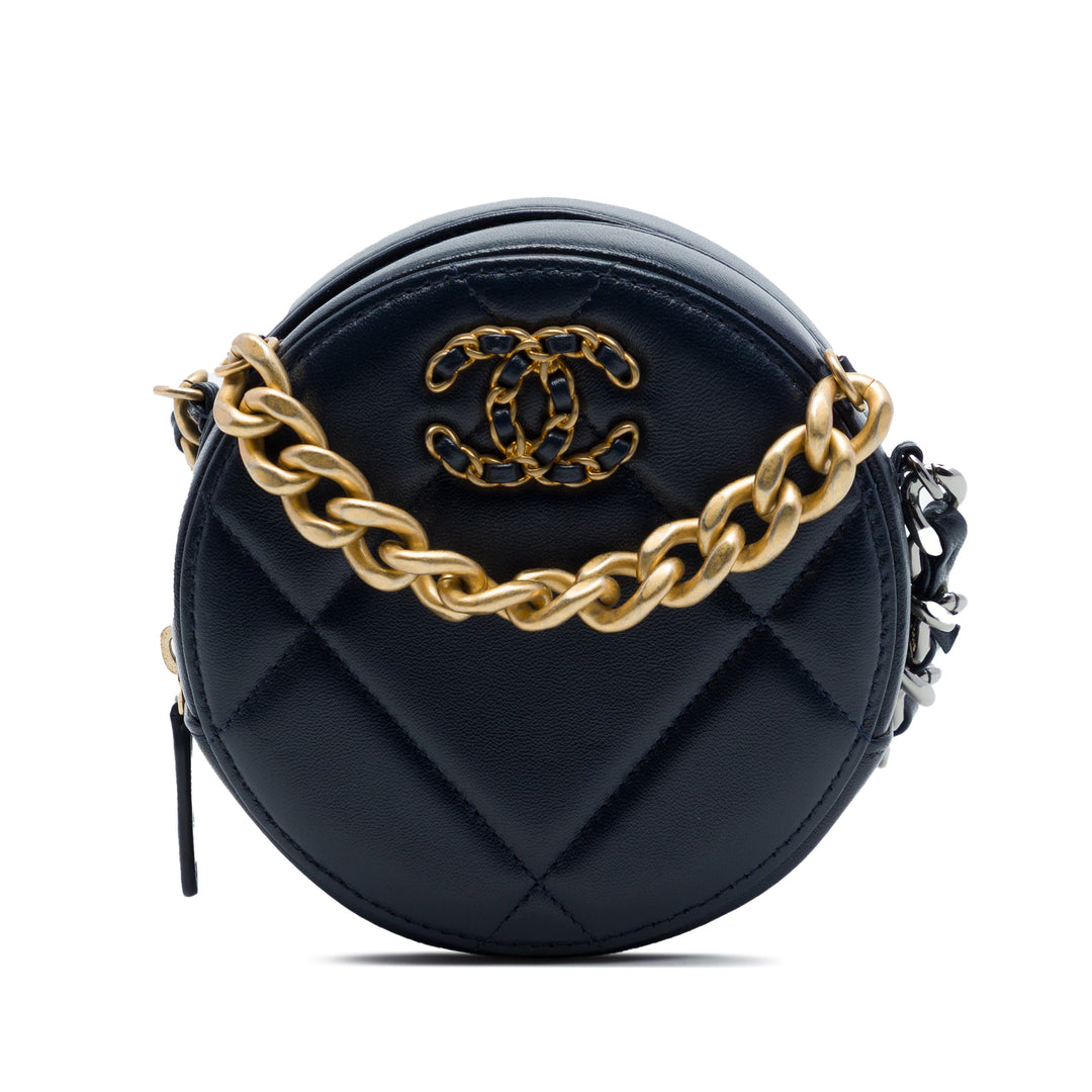 Chanel Cuir d’agneau 19 Rond Pochette avec chaîne