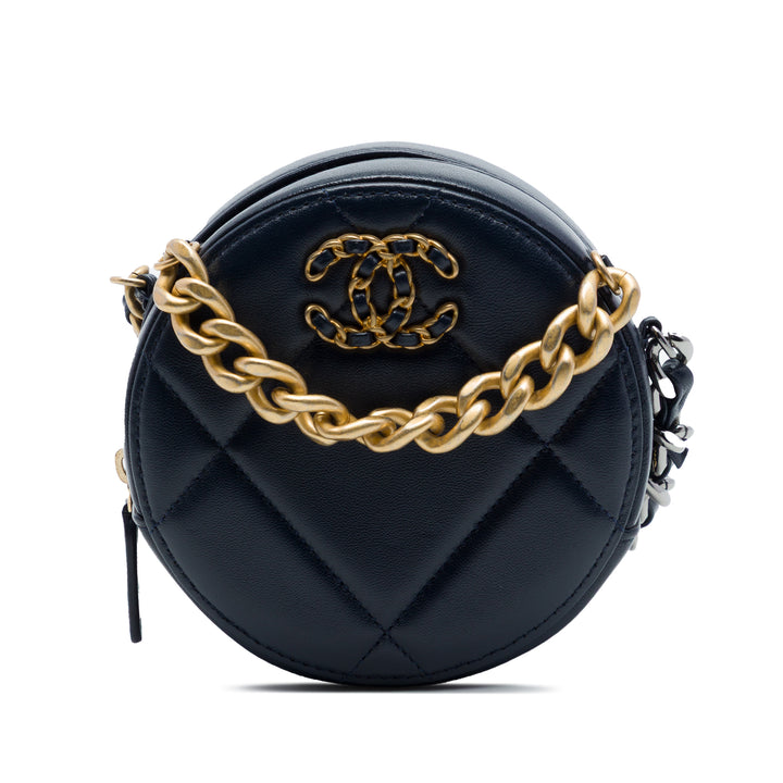 Chanel Cuir d’agneau 19 Rond Pochette avec chaîne