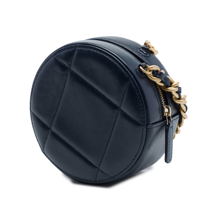 Chanel Cuir d’agneau 19 Rond Pochette avec chaîne