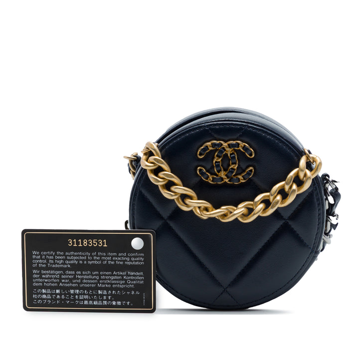 Chanel Cuir d’agneau 19 Rond Pochette avec chaîne