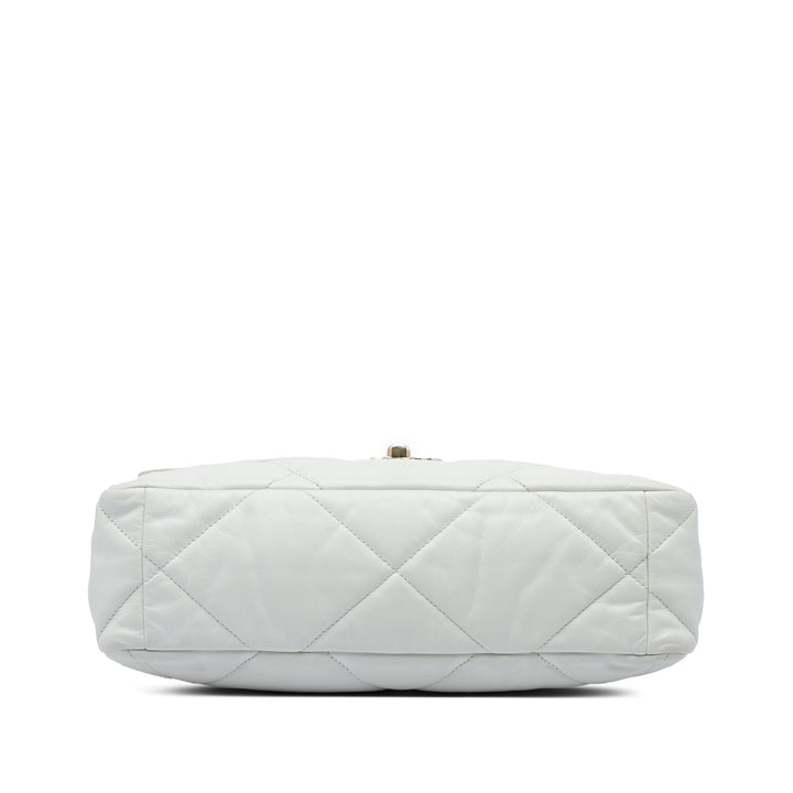 Chanel 19 à rabat Grand Cuir d'agneau Blanc – vue 3 – GABY PARIS