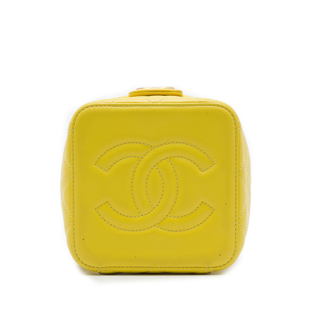 CC Matelassé Vanity avec chaîne Petit Cuir d'agneau Jaune