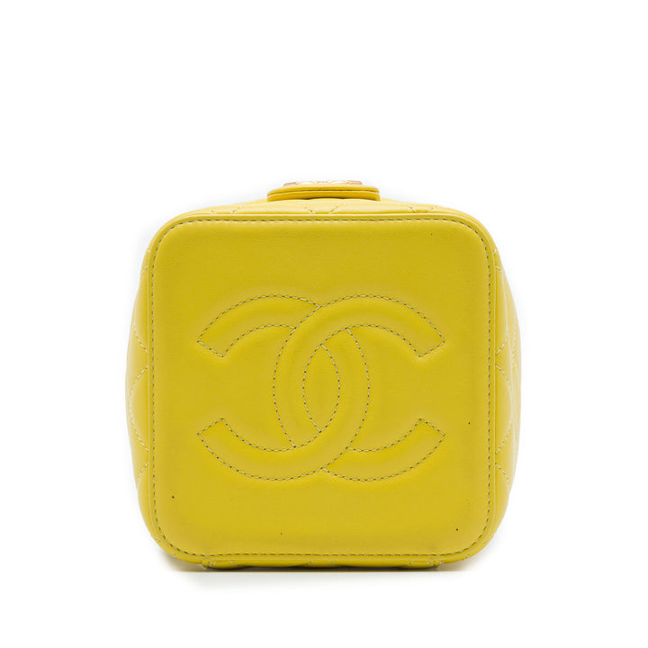 CC Matelassé Vanity avec chaîne Petit Cuir d'agneau Jaune