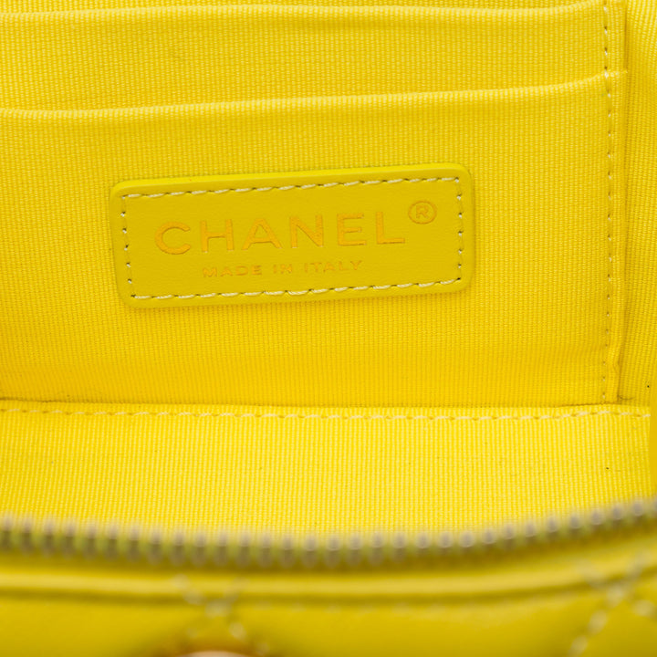CC Matelassé Vanity avec chaîne Petit Cuir d'agneau Jaune