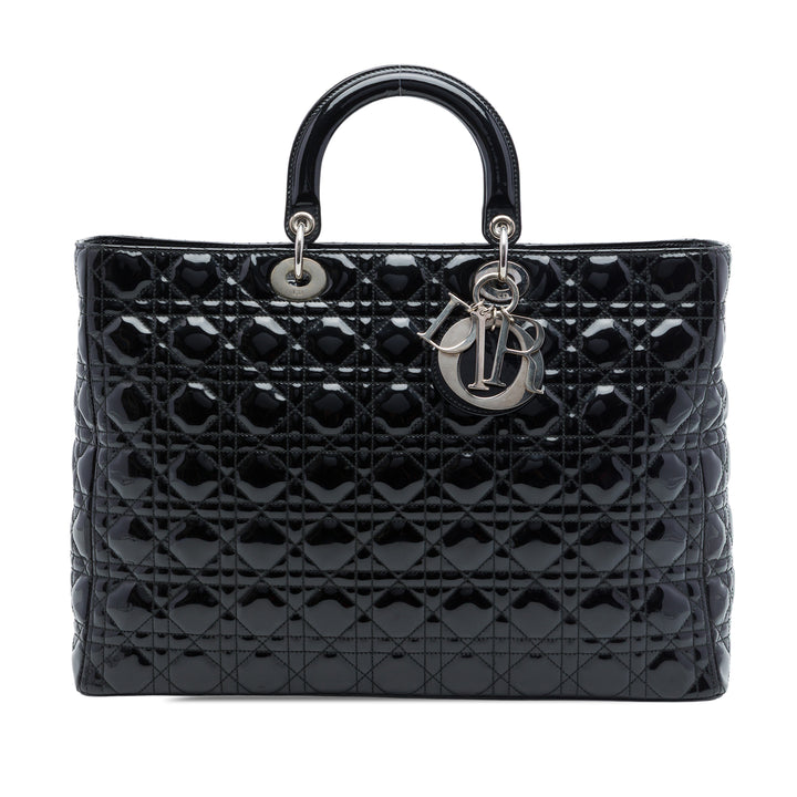 Dior Extra Large Cuir verni Cannage Lady Dior