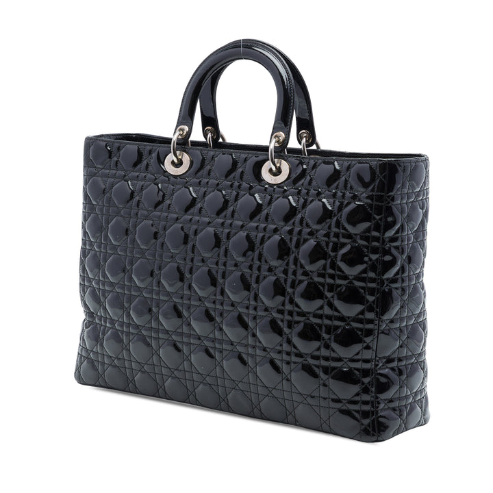 Dior Extra Large Cuir verni Cannage Lady Dior