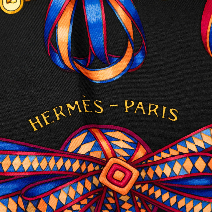 Hermès Les Rubans du Cheval Soie Foulard 90 Noir – GABY PARIS Authentique
