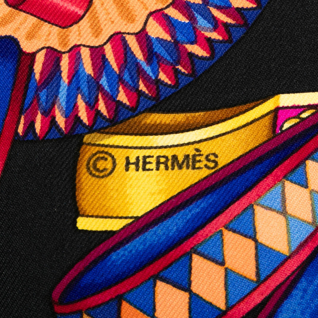 Hermès Les Rubans du Cheval Soie Foulard 90 Noir – GABY PARIS Authentique