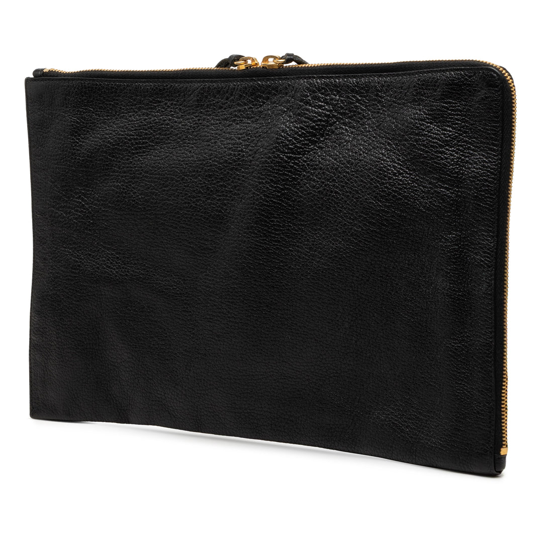 Motocross Classic Métallisé Edge Pochette Moyen Cuir de chèvre Noir