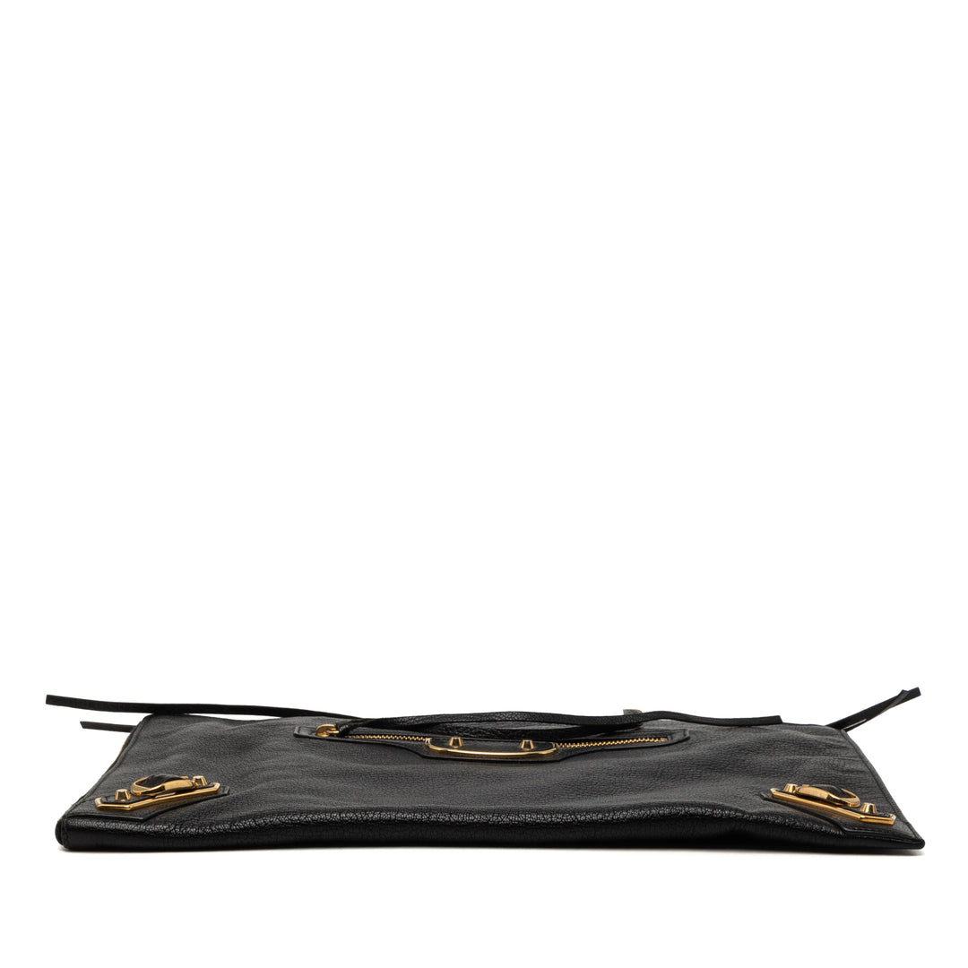 Motocross Classic Métallisé Edge Pochette Moyen Cuir de chèvre Noir