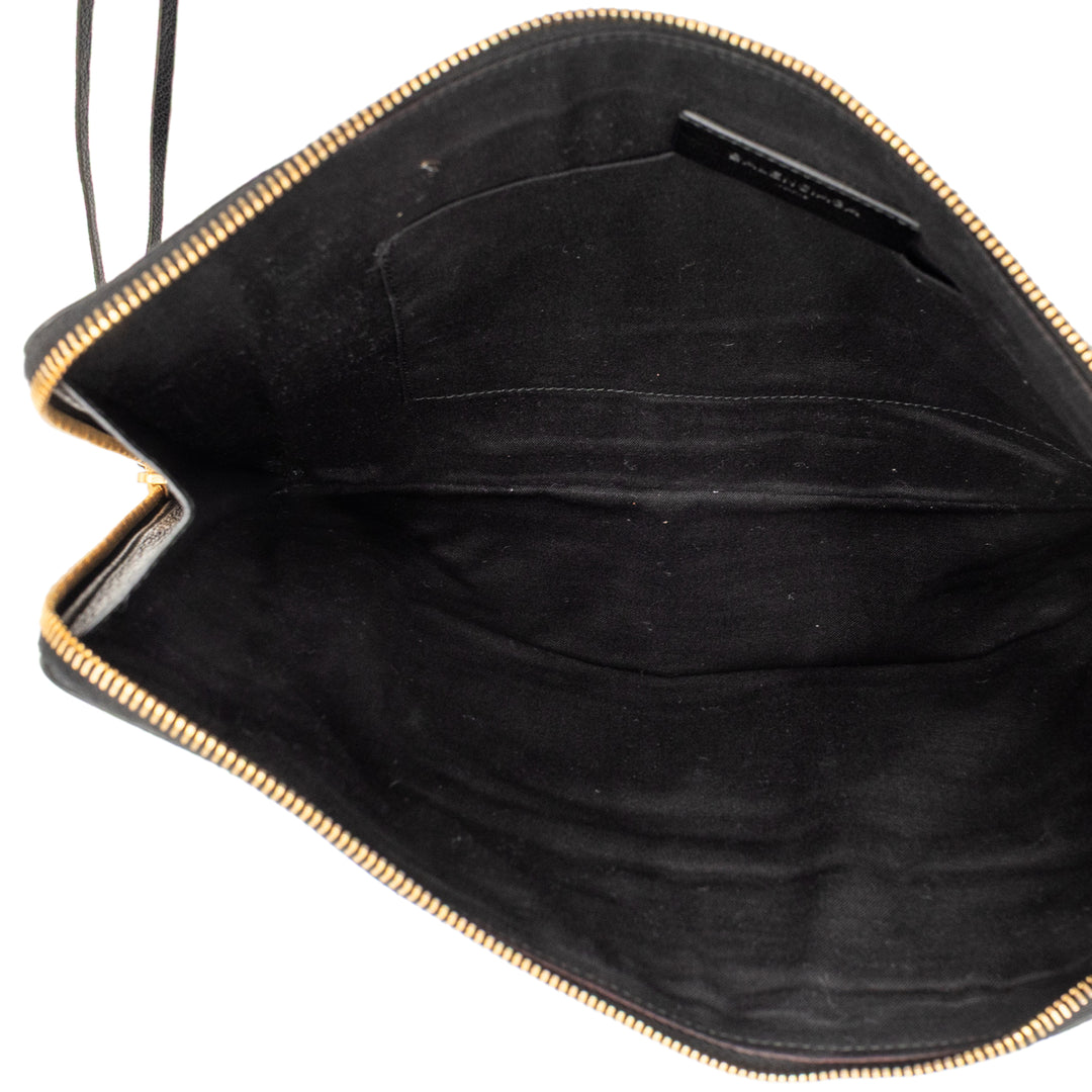 Motocross Classic Métallisé Edge Pochette Moyen Cuir de chèvre Noir