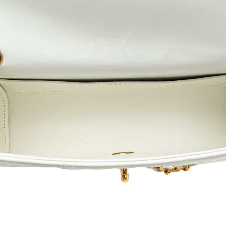 Small CC Quilted Lambskin Flap Clutch on Chain White - Gaby Paris