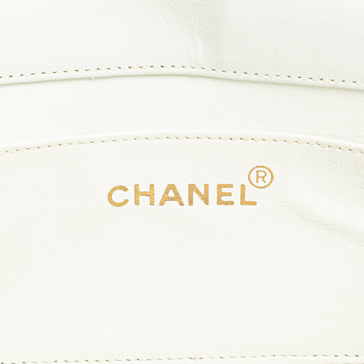 Small CC Quilted Lambskin Flap Clutch on Chain White - Gaby Paris
