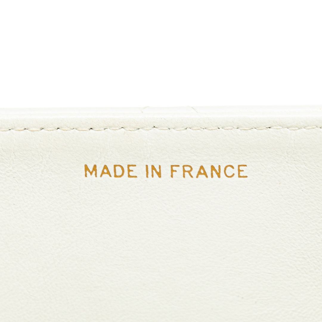 Small CC Quilted Lambskin Flap Clutch on Chain White - Gaby Paris