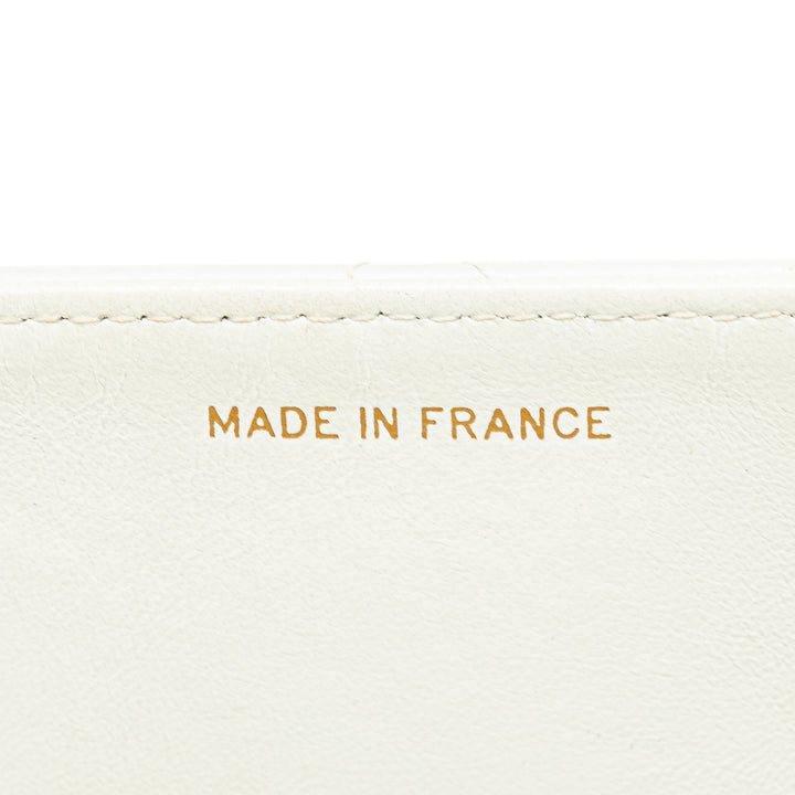 Small CC Quilted Lambskin Flap Clutch on Chain White - Gaby Paris