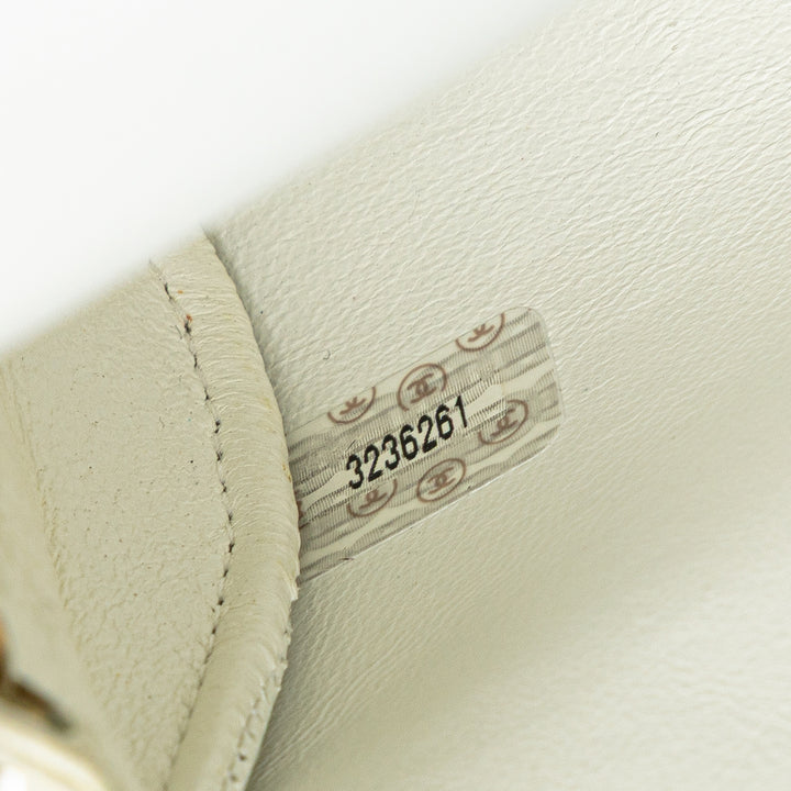 Small CC Quilted Lambskin Flap Clutch on Chain White - Gaby Paris