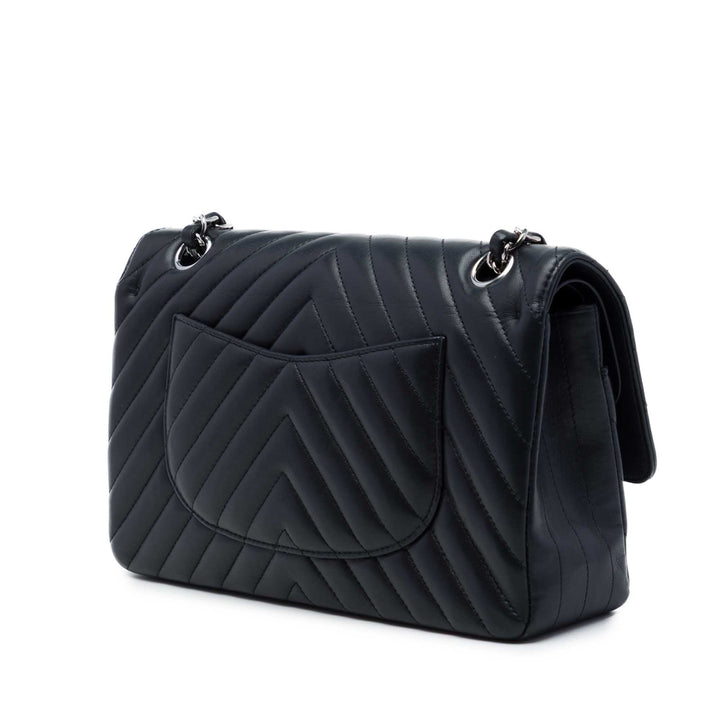 Classic Chevron Double rabat Moyen Cuir d'agneau Bleu