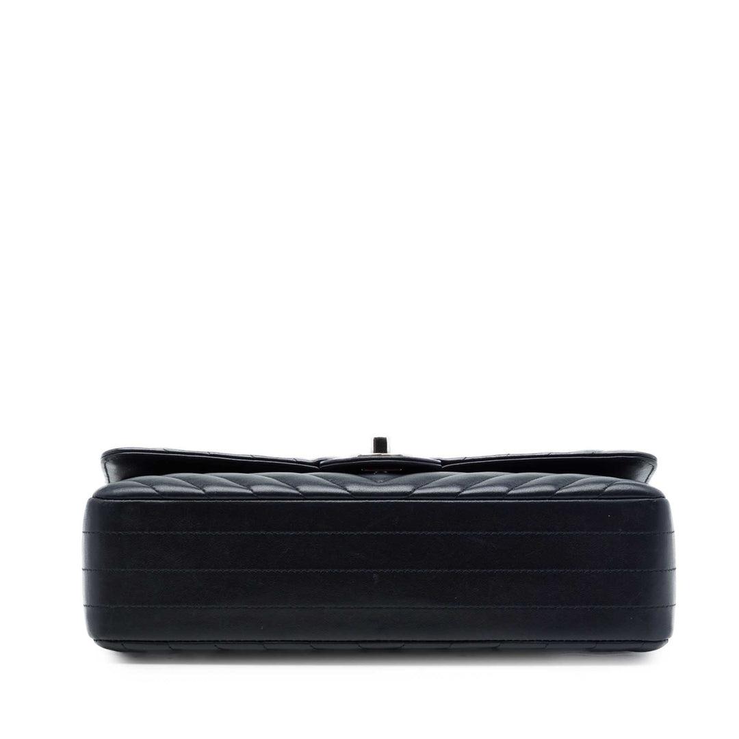 Classic Chevron Double rabat Moyen Cuir d'agneau Bleu