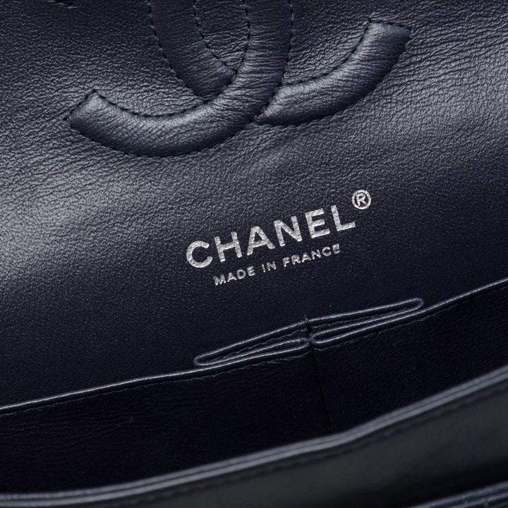 Classic Chevron Double rabat Moyen Cuir d'agneau Bleu