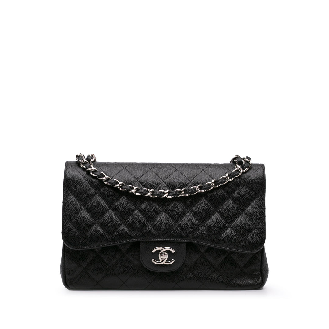 Jumbo Classic Caviar Double Flap Black - Gaby Paris