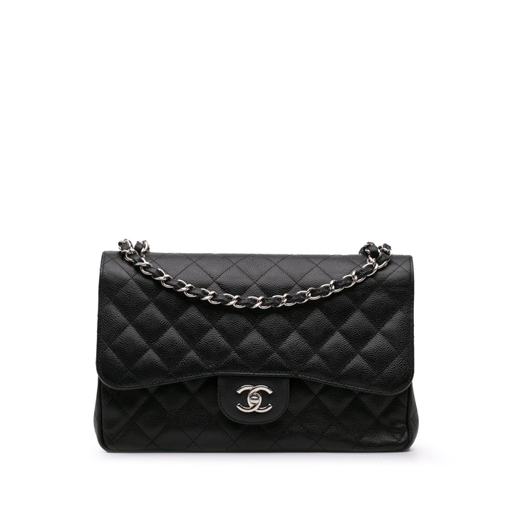 Jumbo Classic Caviar Double Flap Black - Gaby Paris