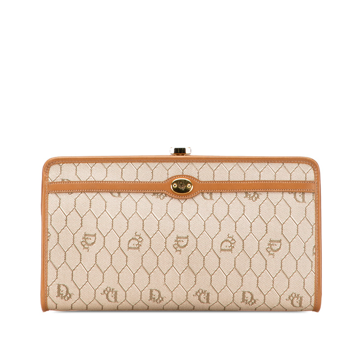 Dior Honeycomb Coated Toile Pochette Marron