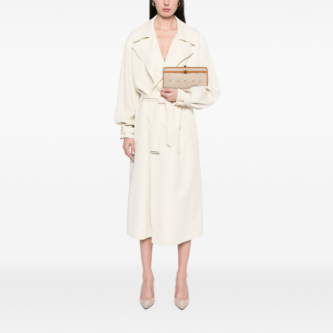 Dior Honeycomb Coated Toile Pochette Marron