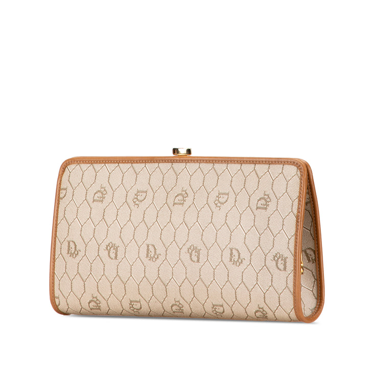 Dior Honeycomb Coated Toile Pochette Marron