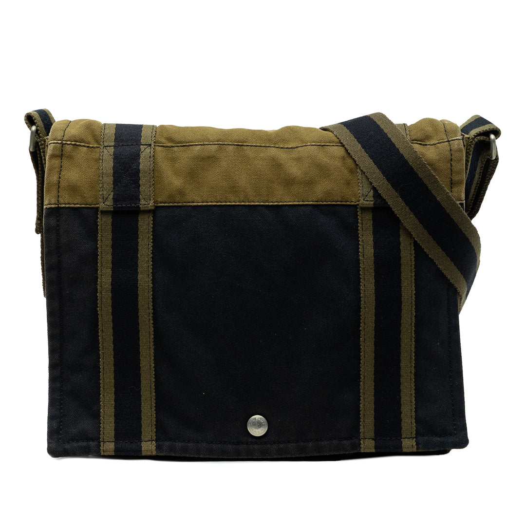 Hermès Bicolor Toile Fourre Tout Besace MM