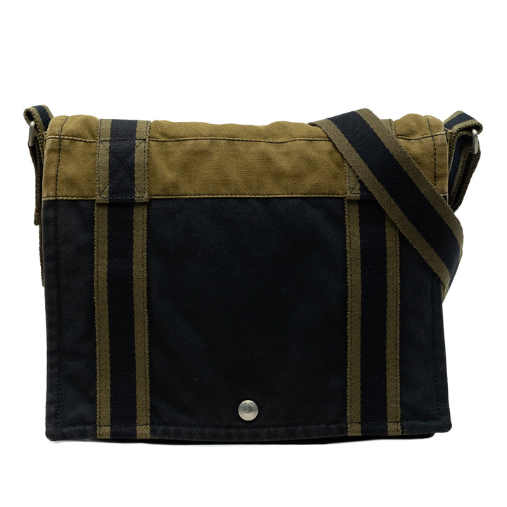 Hermès Bicolor Toile Fourre Tout Besace MM