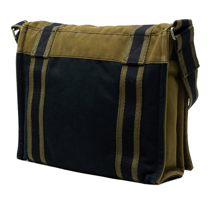Hermès Bicolor Toile Fourre Tout Besace MM