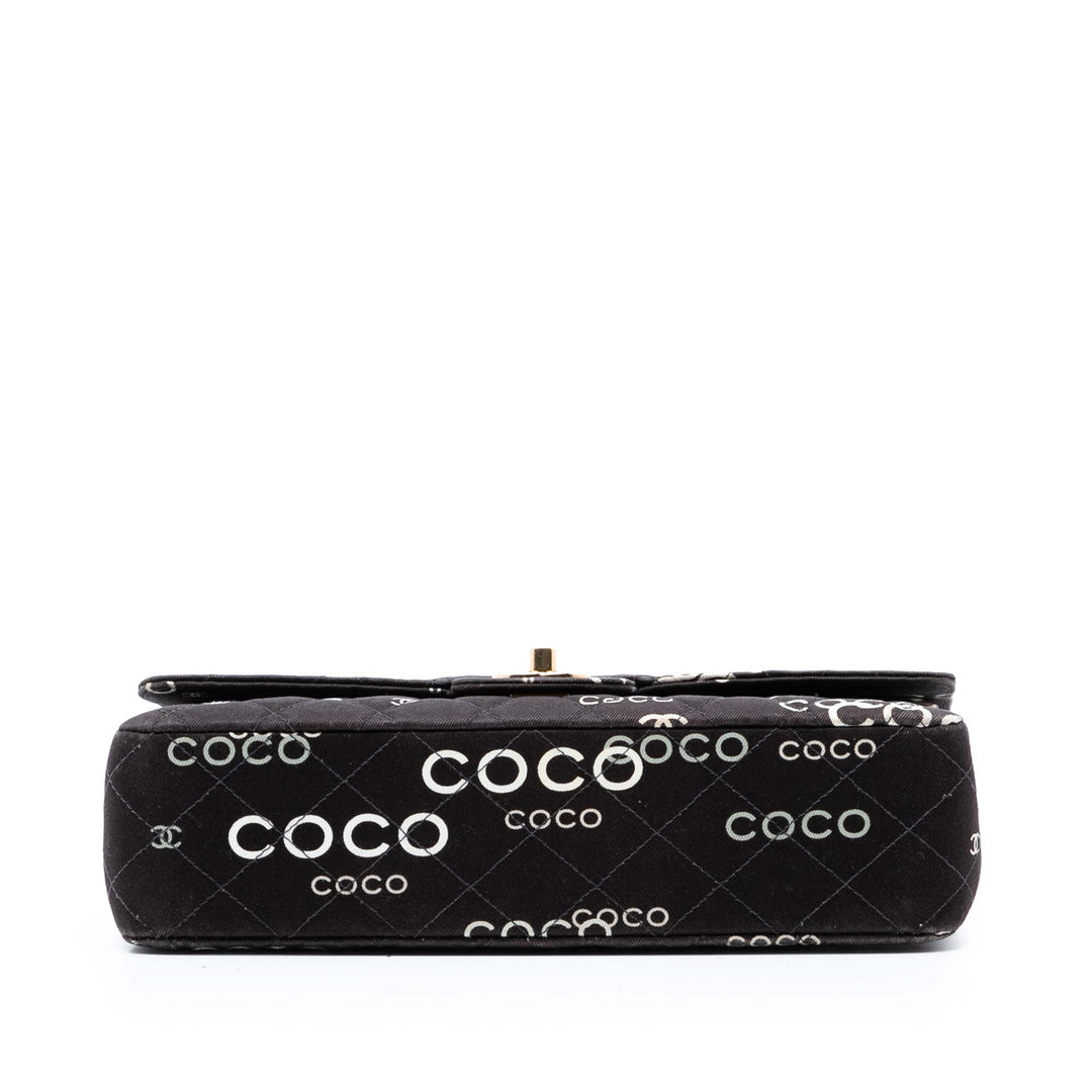 Chanel Medium Classic Toile Coco Print Double rabat