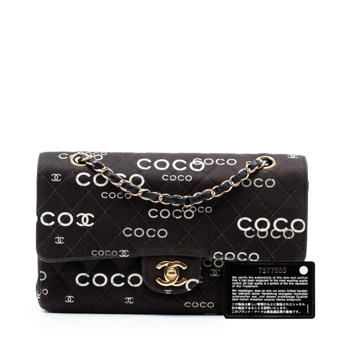 Chanel Medium Classic Toile Coco Print Double rabat