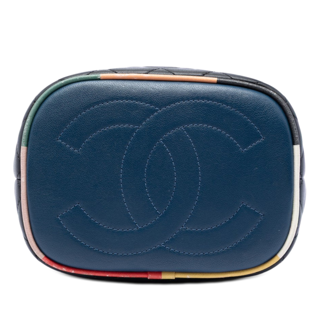 Chanel CC Multicolor Matelassé Cuir d’agneau Cuba Drawstring Bucket Sac