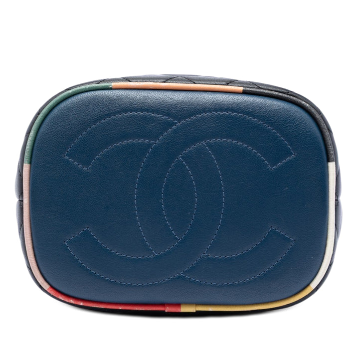 Chanel CC Multicolor Matelassé Cuir d’agneau Cuba Drawstring Bucket Sac