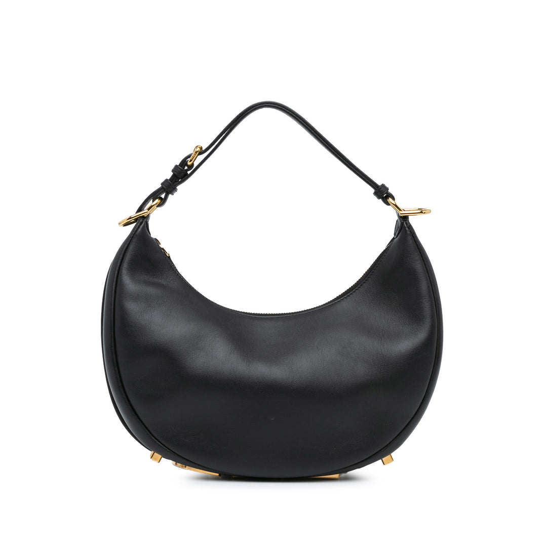 Fendi Medium Leather Fendigraphy Hobo Black - GABY PARIS