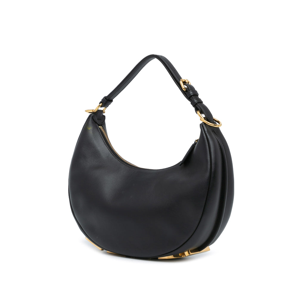 Fendi Medium Leather Fendigraphy Hobo Black - GABY PARIS